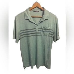 Travis Mathew Oh‎ Snap Polo Shirt Mens Large Mint Green Striped W/Sleeve Logo